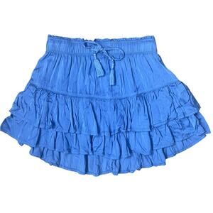 Aerie Flirty Layered Tiered Blue Mini Skirt Womens XS Ruffle Elastic Waist Twee